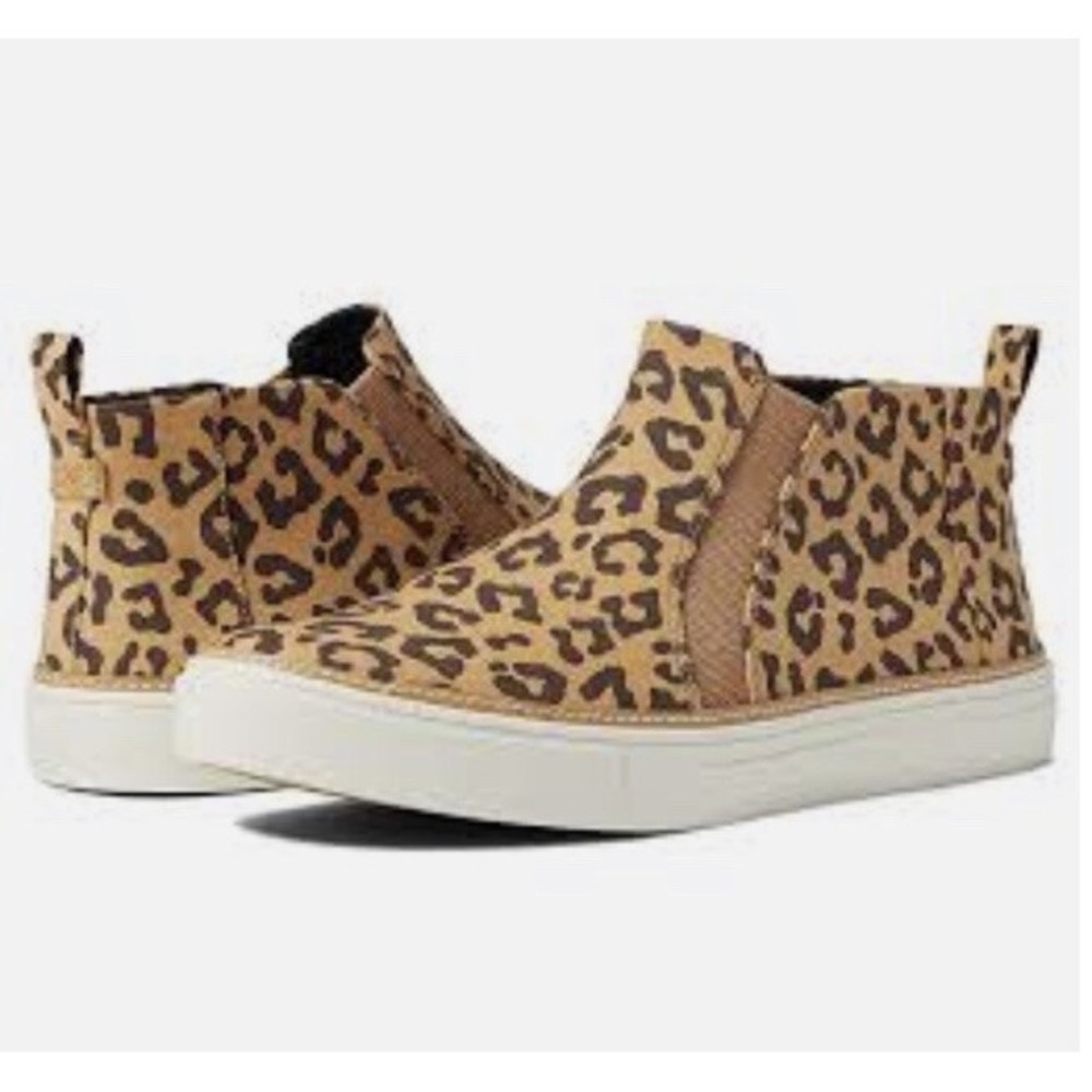 New Toms Womens Bryce Tan Leopard Suede Slip On Fashion Sneakers Shoes 7.5